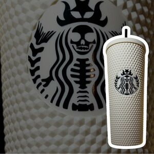 Mermaid Skeleton White Matte Studded Tumbler | Halloween Special 24oz |